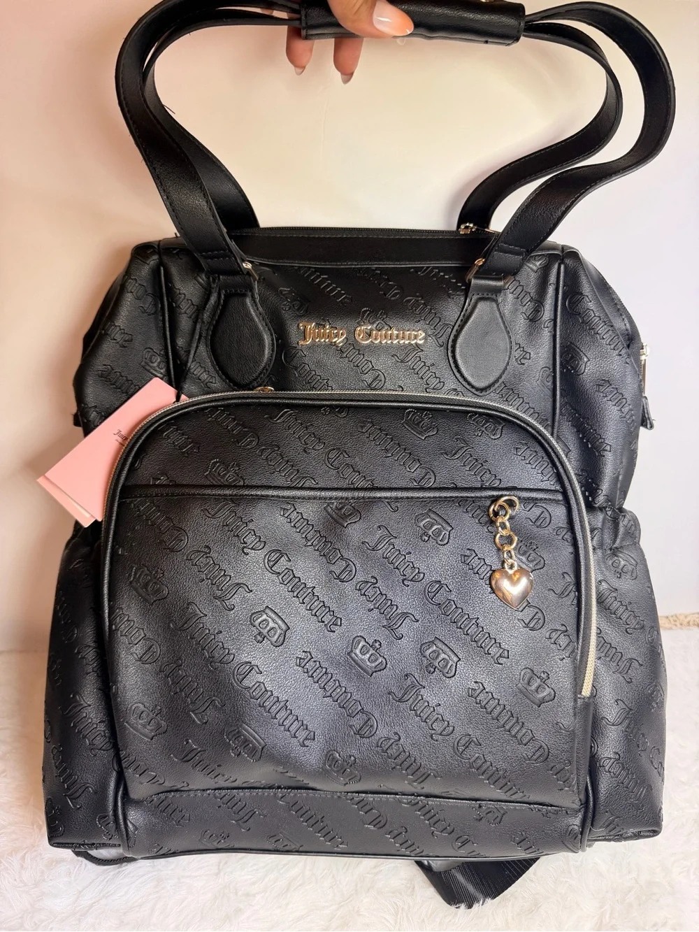 Juicy Couture Black Embossed Logo Backpack